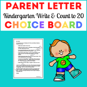 Parent Letter for Count to 20 Choice Boards