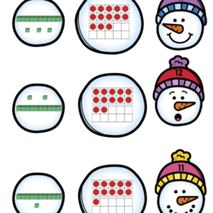 Snowman Matching Game: Teen Numbers