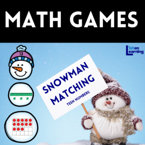 Snowman Matching Game: Teen Numbers